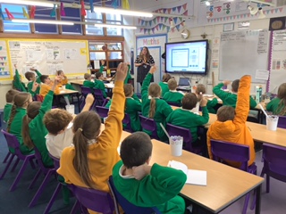 Some of our last year 6 enjoying Myhappymind with Miss Corless